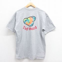 L★古着 半袖 ビンテージ Tシャツ メンズ 00年代 00s クマ クルーネック グレー 霜降り 25aug27 中古