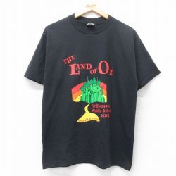 【50%OFF】L★古着 ジャージーズ 半袖 ビンテージ Tシャツ メンズ 00年代 00s LAND OF OZ クルーネック 黒 ブラック 25aug27 中古