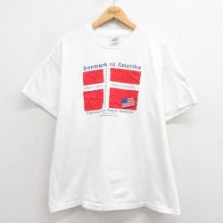 XL★古着 ヘインズ Hanes 半袖 ビンテージ Tシャツ メンズ 90年代 90s デンマーク コットン クルーネック 白 ホワイト 25aug27 中古
