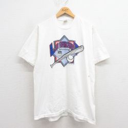 L★古着 フルーツオブザルーム 半袖 ビンテージ Tシャツ メンズ 90年代 90s ベースボール コットン クルーネック USA製 白 ホワイト 25aug27 中古