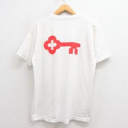 L★古着 フルーツオブザルーム 半袖 ビンテージ Tシャツ メンズ 90年代 90s カギ クルーネック USA製 白 ホワイト 25aug27 中古