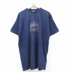 【50%OFF】フルーツオブザルーム 90s 半袖Tシャツ ニューヨーク刺繍 ネイビー XL | 古着