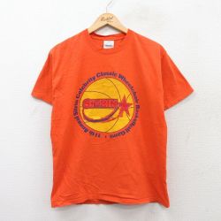 M★古着 半袖 ビンテージ Tシャツ メンズ 00年代 00s SITRIN バスケットボール コットン クルーネック オレンジ 25aug27 中古