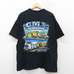 XL★古着 半袖 ビンテージ Tシャツ メンズ 00年代 00s GMI トラック 大きいサイズ コットン クルーネック 黒 ブラック 25aug27 中古