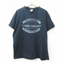 XL★古着 半袖 ビンテージ Tシャツ メンズ 00年代 00s SQUARED 大きいサイズ コットン クルーネック 黒 ブラック 25aug27 中古