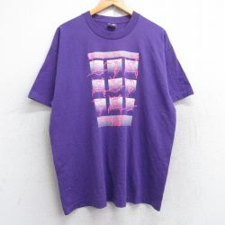 【50%OFF】XL★古着 フルーツオブザルーム 半袖 ビンテージ Tシャツ メンズ 90年代 90s ダンス クルーネック USA製 紫 パープル 25aug28 中古