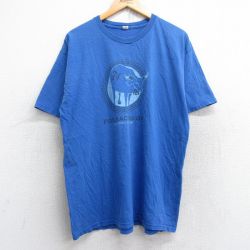 L★古着 半袖 ビンテージ Tシャツ メンズ 00年代 00s FOX レーシング バッファロー コットン クルーネック 青 ブルー 25aug28 中古