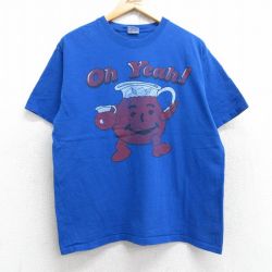 L★古着 半袖 ビンテージ Tシャツ メンズ 00年代 00s クールエイド コットン クルーネック 青 ブルー 25aug28 中古
