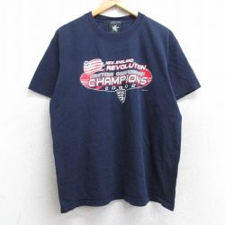 L★古着 半袖 ビンテージ Tシャツ メンズ 00年代 00s ニューイングランドレボリューション サッカー コットン クルーネック 紺 ネイビー 25aug28 中古