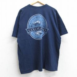 XL★古着 半袖 ビンテージ Tシャツ メンズ 00年代 00s コロラド ロッキーマウンテン 大きいサイズ コットン クルーネック 紺 ネイビー 25aug28 中古