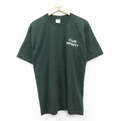 L★古着 半袖 ビンテージ Tシャツ メンズ 00年代 00s CLUB INFINITY クルーネック 濃緑 グリーン 25aug28 中古