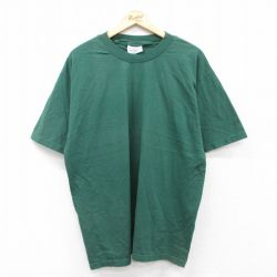 XL★古着 半袖 ビンテージ Tシャツ メンズ 00年代 00s 無地 大きいサイズ コットン クルーネック 緑 グリーン 25aug28 中古