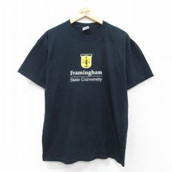L★古着 半袖 ビンテージ Tシャツ メンズ 00年代 00s Framingham コットン クルーネック 黒 ブラック 25aug28 中古