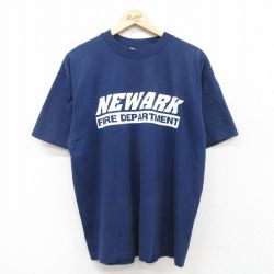 【20%OFF】XL★古着 ヘインズ Hanes 半袖 ビンテージ Tシャツ メンズ 80年代 80s NEWARK クルーネック USA製 紺 ネイビー 【spe】 25aug28 中古