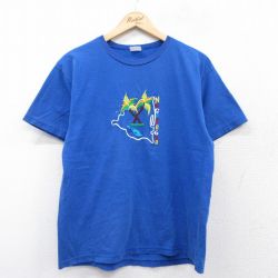 L★古着 半袖 ビンテージ Tシャツ メンズ 00年代 00s ニカラグア 刺繍 クルーネック 青 ブルー 25aug28 中古