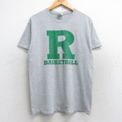 M★古着 半袖 ビンテージ Tシャツ メンズ 00年代 00s バスケットボール レアブリード クルーネック グレー 霜降り 25aug28 中古