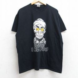 XL★古着 フルーツオブザルーム 半袖 ビンテージ Tシャツ メンズ 00年代 00s スカル コットン クルーネック 黒 ブラック 25aug28 中古