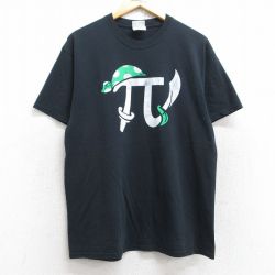 【50%OFF】L★古着 半袖 ビンテージ Tシャツ メンズ 90年代 90s π 海賊 クルーネック 黒 ブラック 25aug28 中古