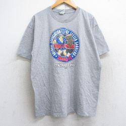 【20%OFF】XL★古着 半袖 ビンテージ Tシャツ メンズ 90年代 90s 男性 犬 コットン クルーネック USA製 グレー 霜降り 25aug29 中古