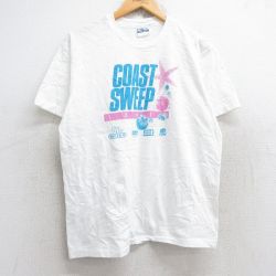 L★古着 ヘインズ Hanes 半袖 ビンテージ Tシャツ メンズ 90年代 90s COASTSWEEP 貝殻 企業広告 コットン クルーネック USA製 白 ホワイト 25aug29 中古