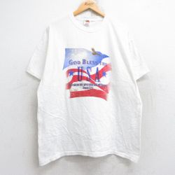 XL★古着 フルーツオブザルーム 半袖 ビンテージ Tシャツ メンズ 00年代 00s 星条旗 USAロゴ コットン クルーネック 白 ホワイト 25aug29 中古