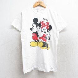 【50%OFF】S★古着 ジャージーズ 半袖 ビンテージ Tシャツ メンズ 00年代 00s ディズニー DISNEY ミッキー MICKEY MOUSE ミニー コットン クルーネック 白 ホワイト 25aug29 中古
