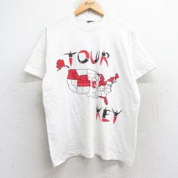 L★古着 半袖 ビンテージ Tシャツ メンズ 90年代 90s アメリカ カギ KEY クルーネック 白 ホワイト 【spe】 25aug29 中古