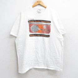 XL★古着 ヘインズ Hanes 半袖 ビンテージ Tシャツ メンズ 90年代 90s テニス 大きいサイズ コットン クルーネック 白 ホワイト 25aug29 中古