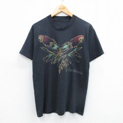 L★古着 半袖 ビンテージ Tシャツ メンズ 90年代 90s 鳥 サンアントニオ クルーネック 黒 ブラック 25aug30 中古