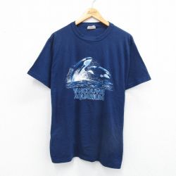 80s 半袖Tシャツ シャチ ネイビー XL | 古着