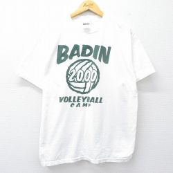 L★古着 TULTEX 半袖 ビンテージ Tシャツ メンズ 00年代 00s BADIN バレーボール コットン クルーネック 白 ホワイト 25sep01 中古