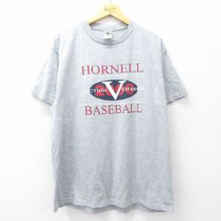 XL★古着 フルーツオブザルーム 半袖 ビンテージ Tシャツ メンズ 00年代 00s ホーネル ベースボール クルーネック グレー 霜降り 25sep01 中古