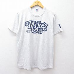 【20%OFF】L★古着 ラッセル 半袖 ビンテージ Tシャツ メンズ 90年代 90s Mikes スニーカー クルーネック USA製 薄グレー 霜降り 25sep01 中古