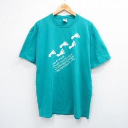 ジャージーズ 90s 半袖Tシャツ 足跡 グリーン XL | 古着