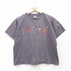 【20%OFF】L★古着 フルーツオブザルーム 半袖 ビンテージ Tシャツ メンズ 00年代 00s 壁画 コットン クルーネック グレー系 25sep02 中古