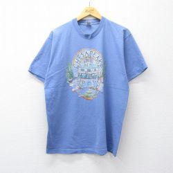 【20%OFF】L★古着 フルーツオブザルーム 半袖 ビンテージ Tシャツ メンズ 80年代 80s チェサピーク 鳥 コットン クルーネック USA製 薄紺 ネイビー 25sep02 中古