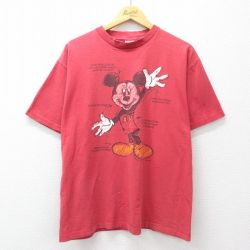 ディズニー 90s 半袖Tシャツ ミッキー レッド L | 古着