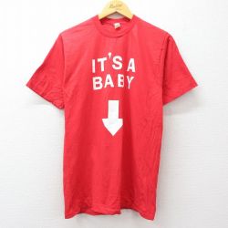 M★古着 半袖 ビンテージ Tシャツ メンズ 80年代 80s IT’S A BABY コットン クルーネック 赤 26apr06