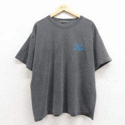 XL★古着 半袖 ビンテージ Tシャツ メンズ 90年代 90s H クルーネック グレー 26apr07