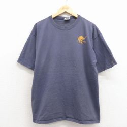 XL★古着 PLUMA 半袖 ビンテージ Tシャツ メンズ 90年代 90s 馬具 コットン クルーネック USA製 紺 26apr07