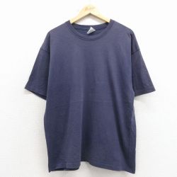 XL★古着 ギャップ GAP 半袖 ビンテージ Tシャツ メンズ 90年代 90s 無地 コットン クルーネック USA製 濃紺【spe】 26apr07