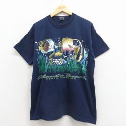 フルーツオブザルーム 90s 半袖Tシャツ 魚 ネイビー XL | 古着