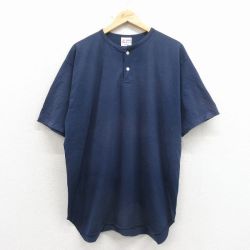 ヘンリーネック 90s 半袖Tシャツ ネイビー XL | 古着
