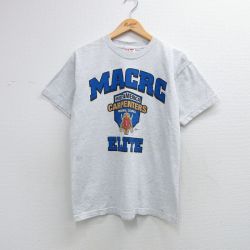 M★古着 半袖 ビンテージ Tシャツ メンズ 00年代 00s MACRC ELITE コットン クルーネック USA製 薄グレー 霜降り 26apr07