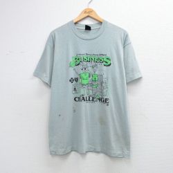 XL★古着 スクリーンスターズ 半袖 ビンテージ Tシャツ メンズ 90年代 90s BUSINESS クルーネック USA製 緑系 26apr07