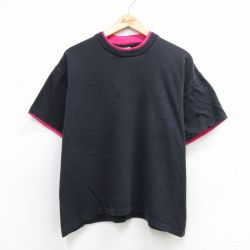 XL★古着 半袖 ビンテージ Tシャツ メンズ 90年代 90s 無地 コットン クルーネック USA製 黒他 26apr08
