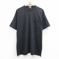 XL★古着 フルーツオブザルーム 半袖 ビンテージ Tシャツ メンズ 80年代 80s 無地 胸ポケット付き 大きいサイズ クルーネック USA製 黒【spe】 26apr08