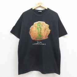 XL★古着 ヘインズ 半袖 ビンテージ Tシャツ メンズ 00年代 00s トカゲ コットン クルーネック 黒 26apr11