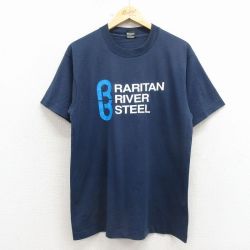 L★古着 スクリーンスターズ 半袖 ビンテージ Tシャツ メンズ 80年代 80s RARITAN クルーネック USA製 紺 26apr11