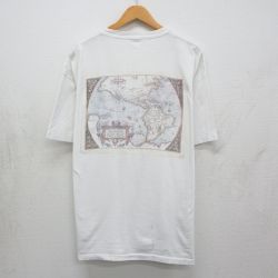XL★古着 バナナリパブリック 半袖 ビンテージ Tシャツ メンズ 90年代 90s 世界地図 胸ポケット付き 大きいサイズ クルーネック ホワイト【spe】 26may13